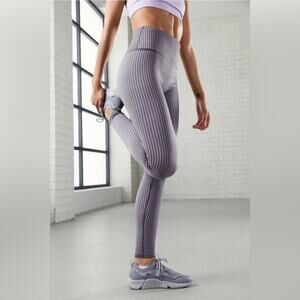 NWT Fabletics High Rise Seamless Rib Leggings Iron/Hazy Iris Womens S Athleisure